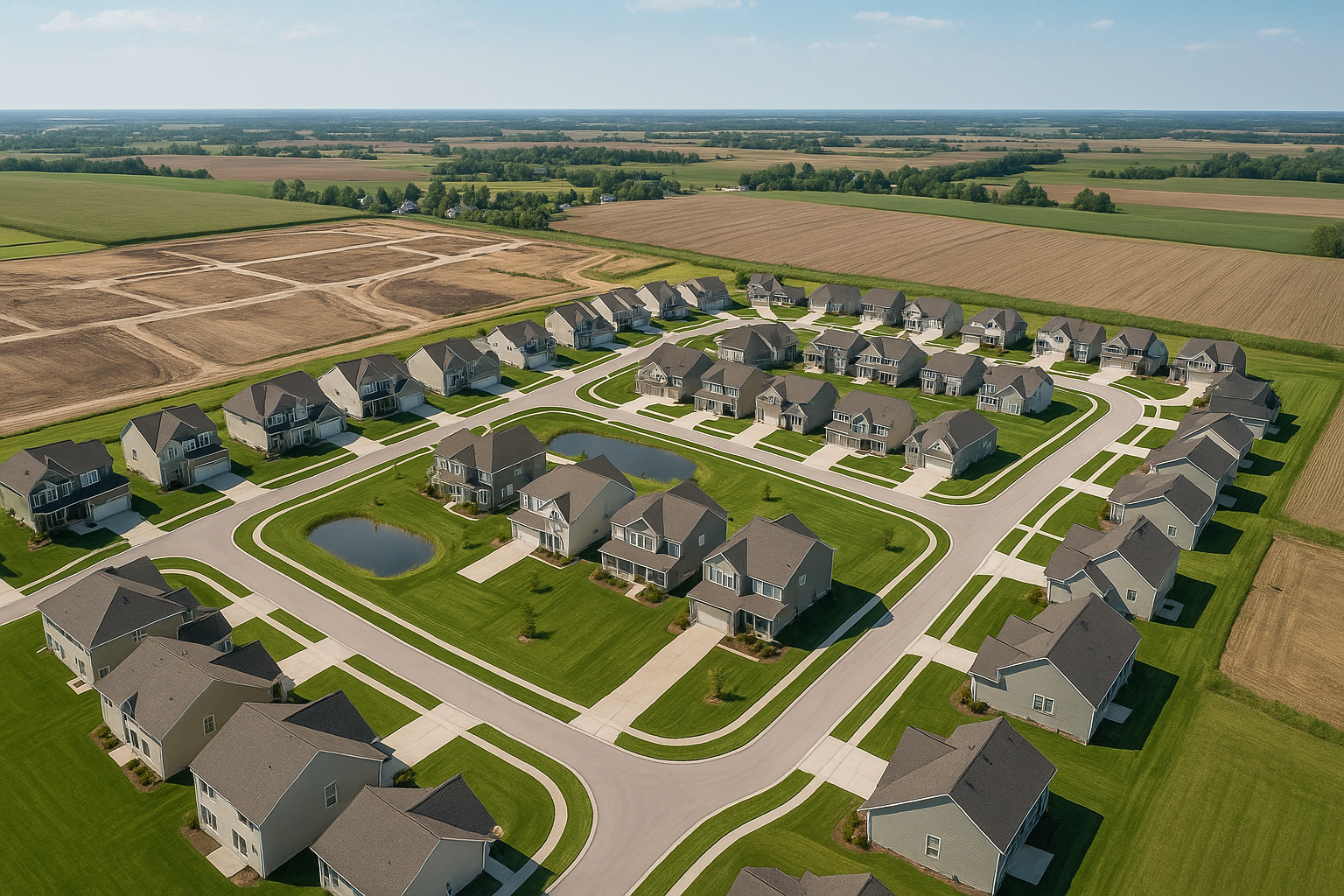 Aerial view of planned residential development